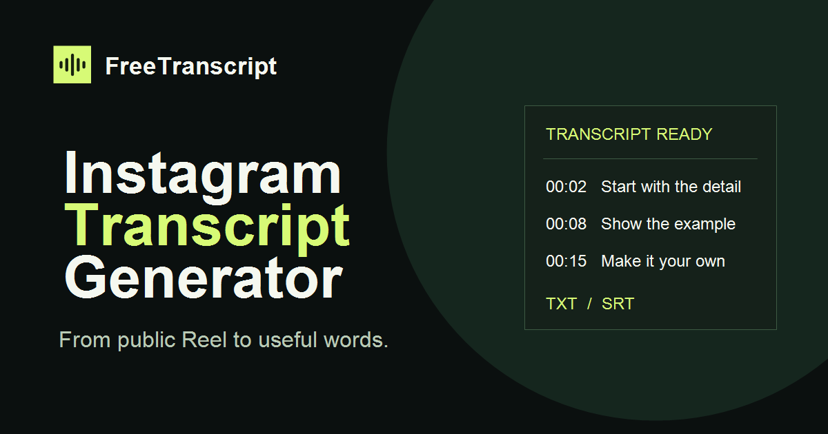 Instagram Transcript Generator | Free Trial, Try It Free
